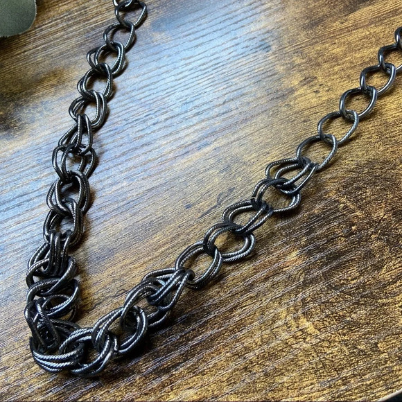 Link Chain Necklace Textured Long Adjustable Fashion Jewelry Gunmetal Color - Picture 2 of 4